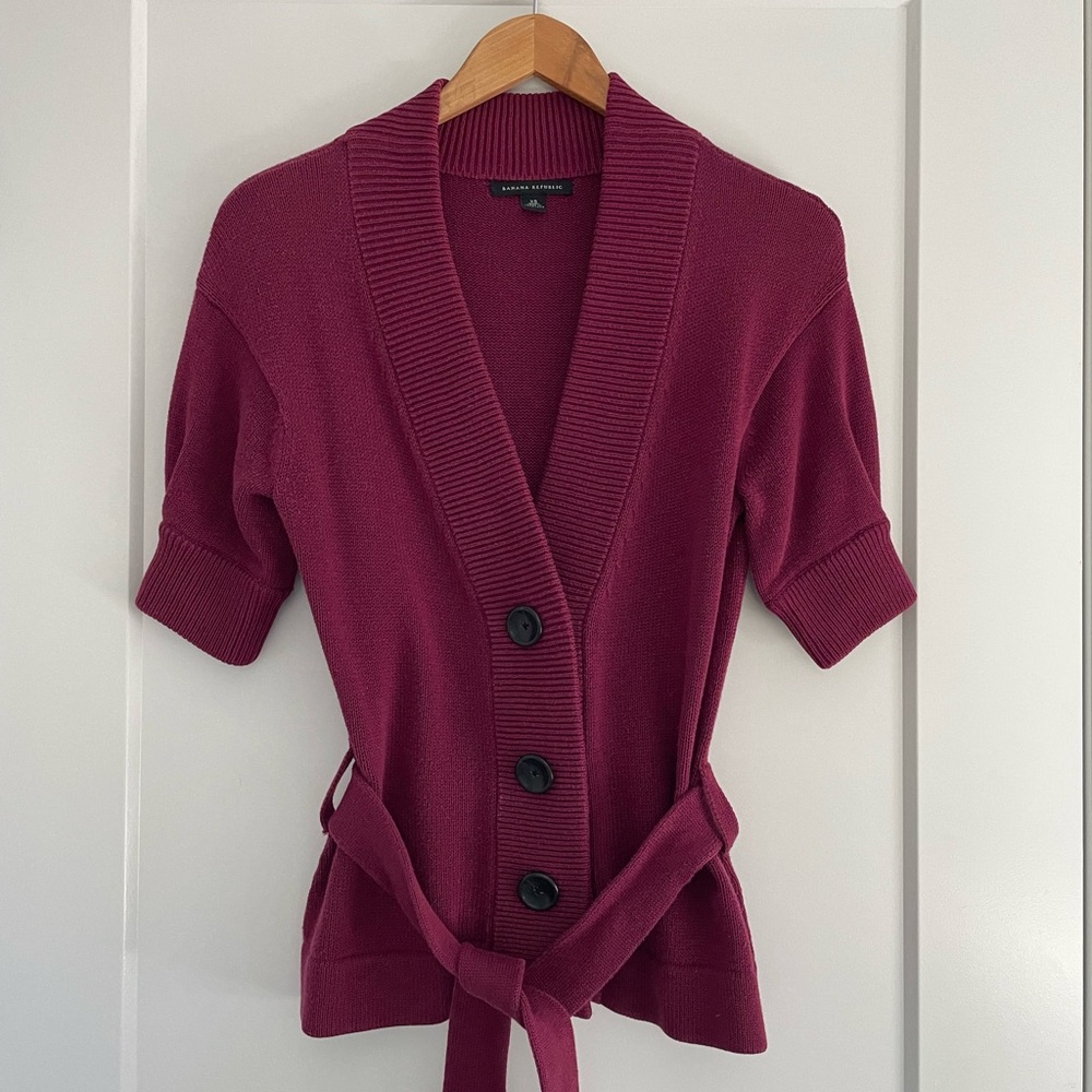 BANANA REPUBLIC Wool Blend Short Sleeve Button Sweater